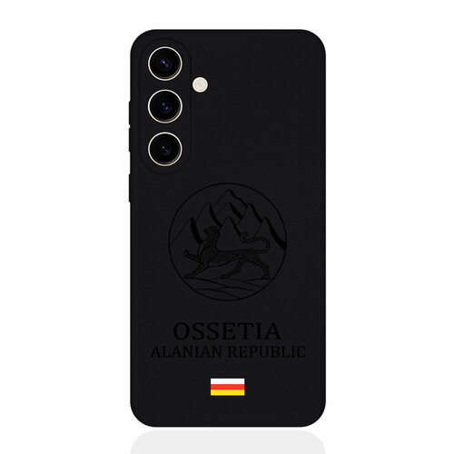Черный силиконовый чехол SignumCase для Samsung S24 Черный лаковый Герб Северной Осетии