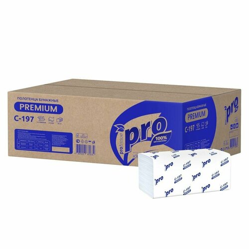 Полотенца бумажные PROtissue Premium, сл. V, Н3, 2-х сл, белый, 200 листов, 20 шт.