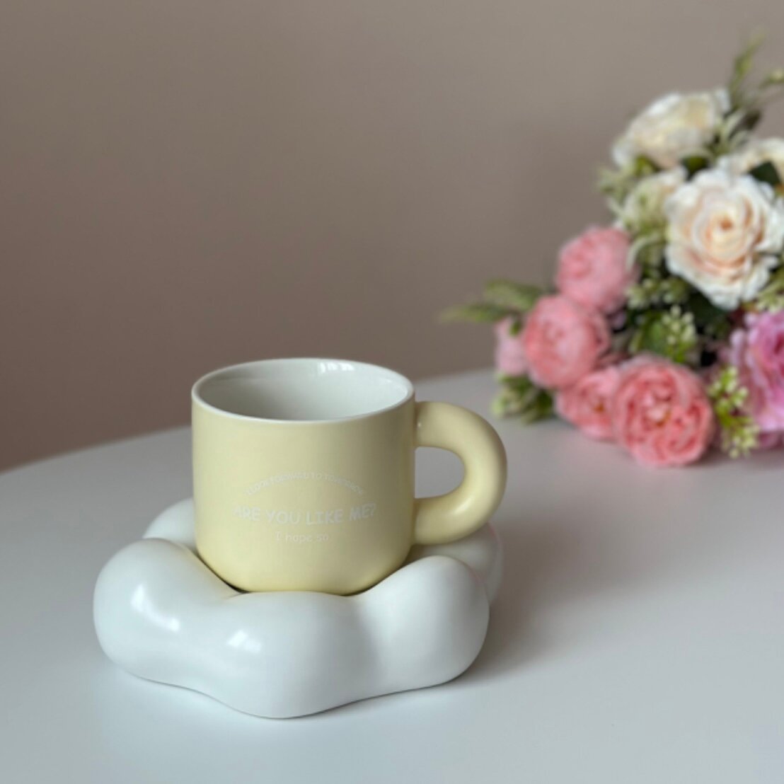 фото Чайная пара Облачко желтая 250мл (керамика) ТОиТО