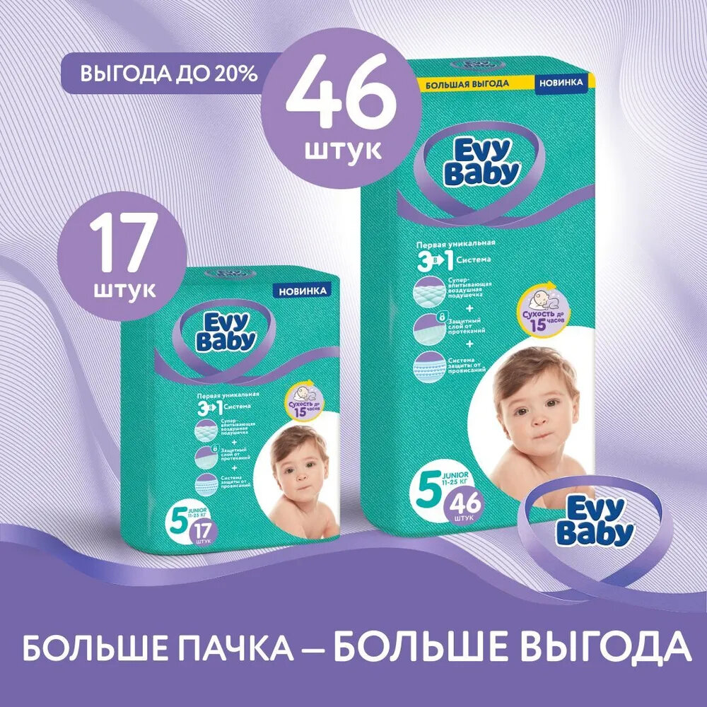 Подгузники Evy Baby Junior 11-25 кг (Размер 5/XL), 17 шт