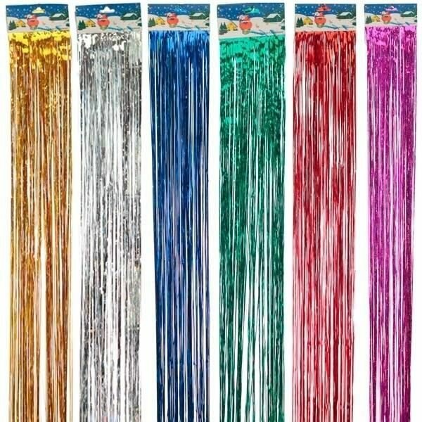 Дождик новогодний на ёлку 150см / дождик для фотозоны разноцветный 150см 6шт.