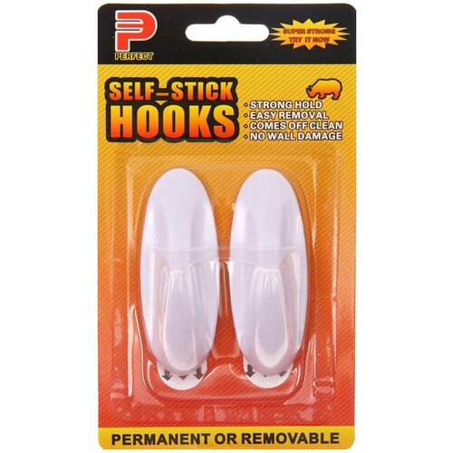 Крючки самоклеящиеся с системой бесследного удаления, 2 шт, овал