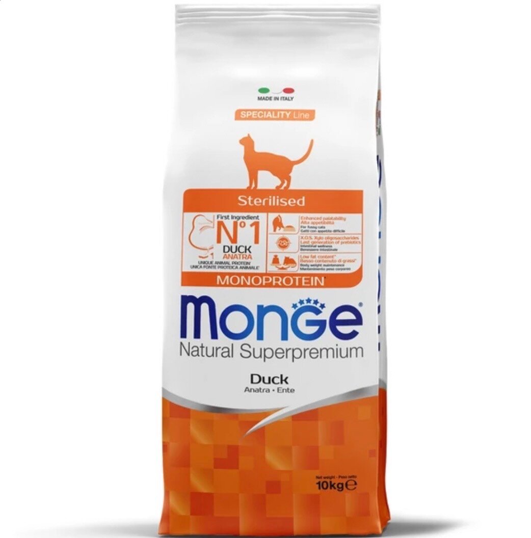 Monge Cat Monoprotein Sterilised Duck корм для стерилизованных кошек с уткой, 10 кг