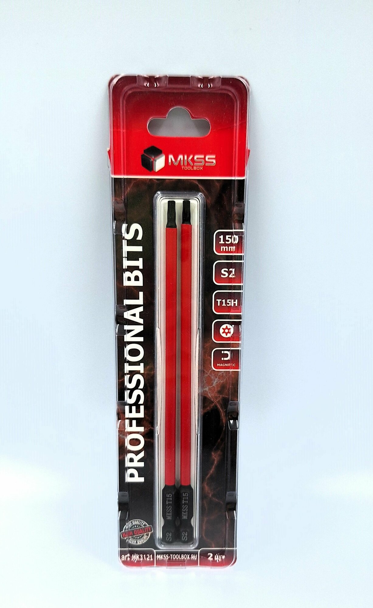 фото Биты Т15х150 TORX магнитные 2 шт. MKSS звездочка с отверстием