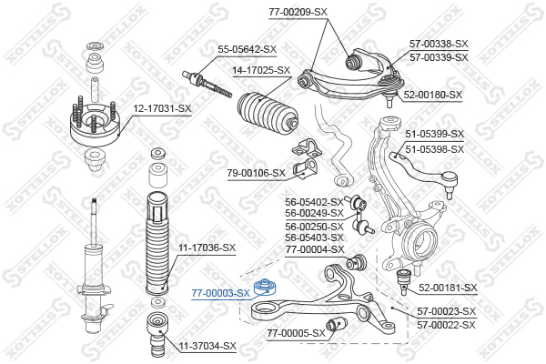 С б рычага пер. Honda Accord 2.0-2.4 2. перед прав лев Stellox 77-00003-SX