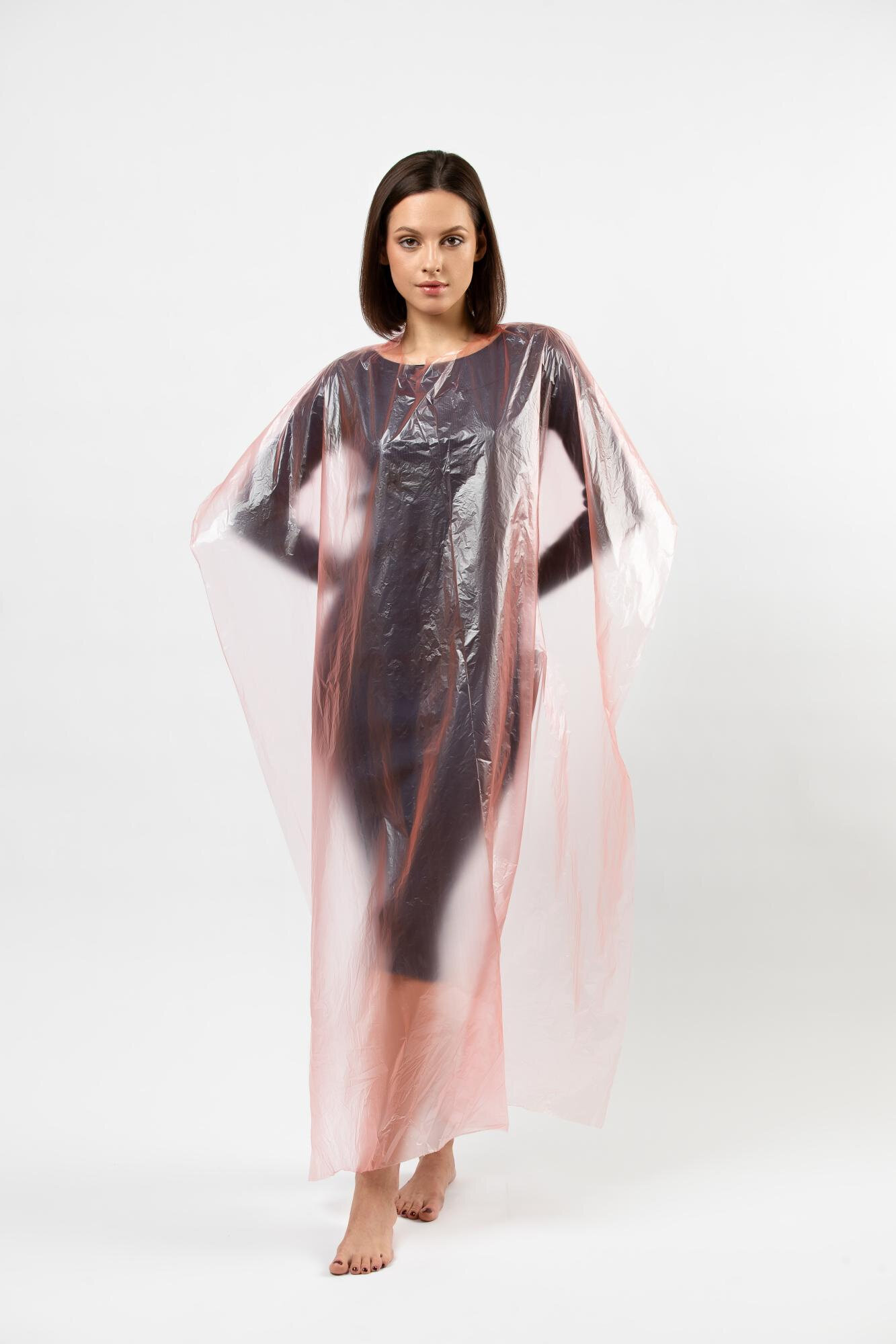 Пеньюар полиэтиленовый Розовый 100х140 см (в рулоне), 50 шт/рул