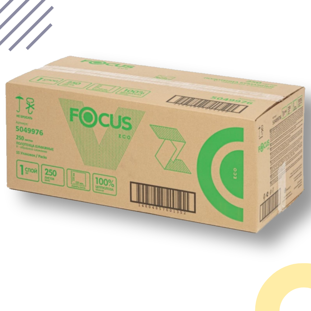 Полотенца бумажные Focus Eco 1-нослойная 250лист. белый (упак.:15шт) (5049976) - фото №4
