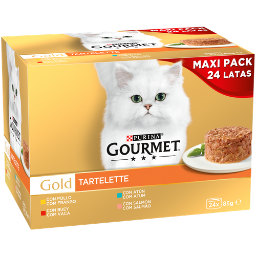 Gourmet Gold мясной тортик ассорти (курица, говядина, тунец, лосось) 24шт*85гр