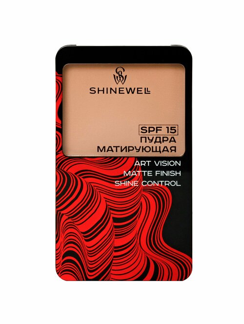 SHINEWELL Матирующая пудра SPF 15 компактная легкая, темно-бежевый