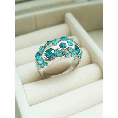 фото Кольцо, искусственный камень, циркон, размер 17, бирюзовый нет бренда