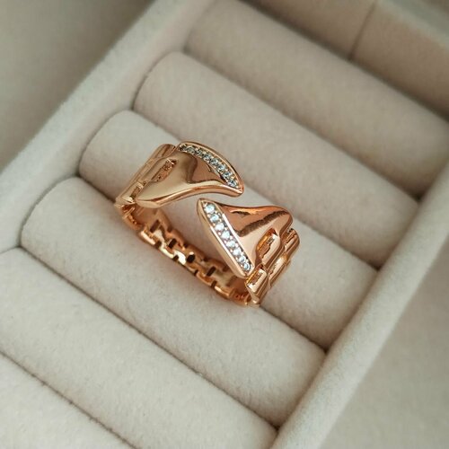 фото Кольцо, искусственный камень, циркон, размер 16, золотой нет бренда