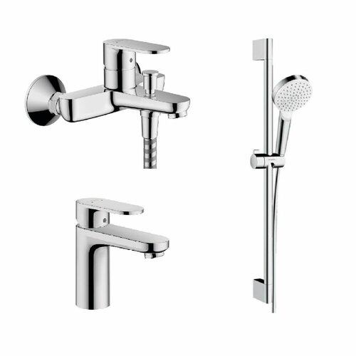 Комплект смесителей для ванны Hansgrohe Vernis хром с лейкой d100 мм со шлангом 1600 мм со стойкой 650 мм (10000001)