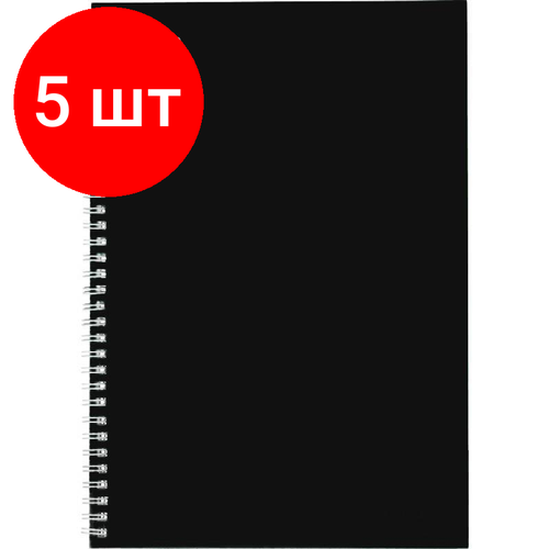 Комплект 5 штук, Бизнес-тетрадь А4 80л ATTACHE, спираль, черный, блок 60г, обложка 215г бизнес тетрадь attache а4 80 листов спираль бордо блок 60 г обложка