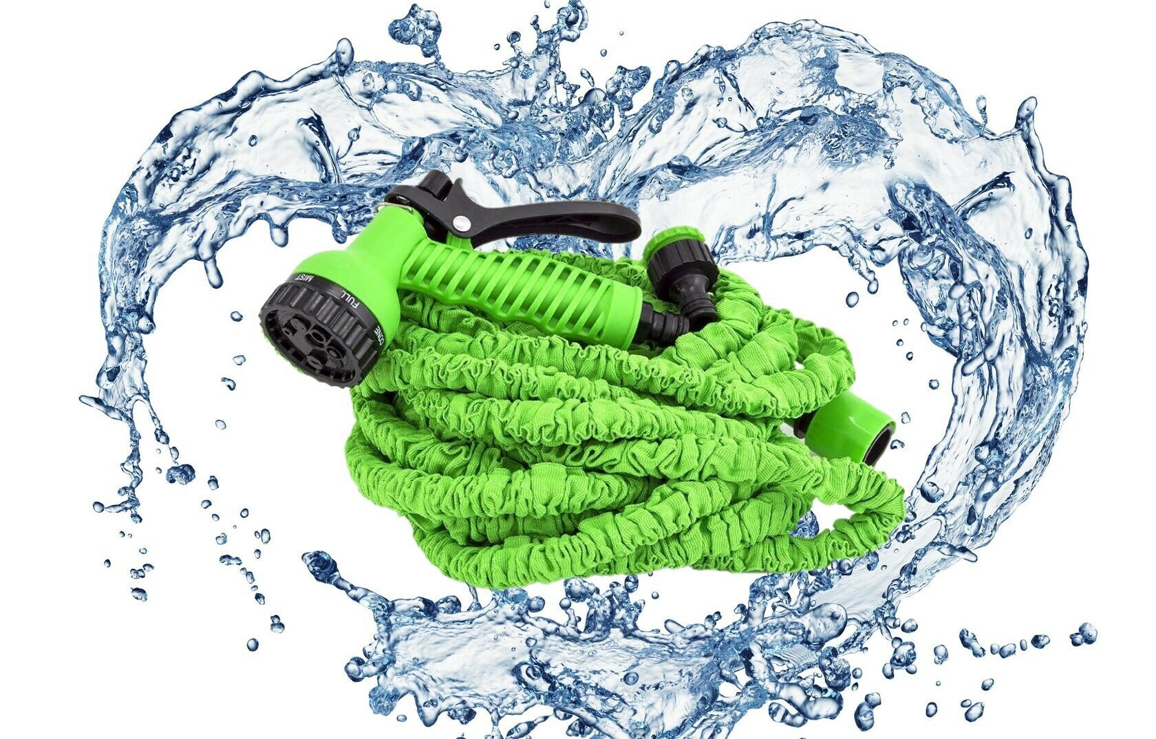 фото Шланг садовый складной растягивающийся для полива Magic Hose 7,5 м, салатовый