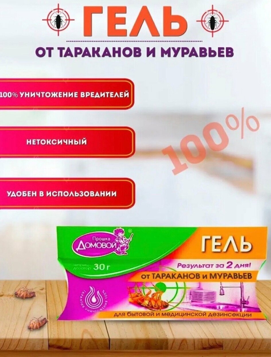 Домовой Прошка гель от тараканов и муравьев (шприц) 30 г