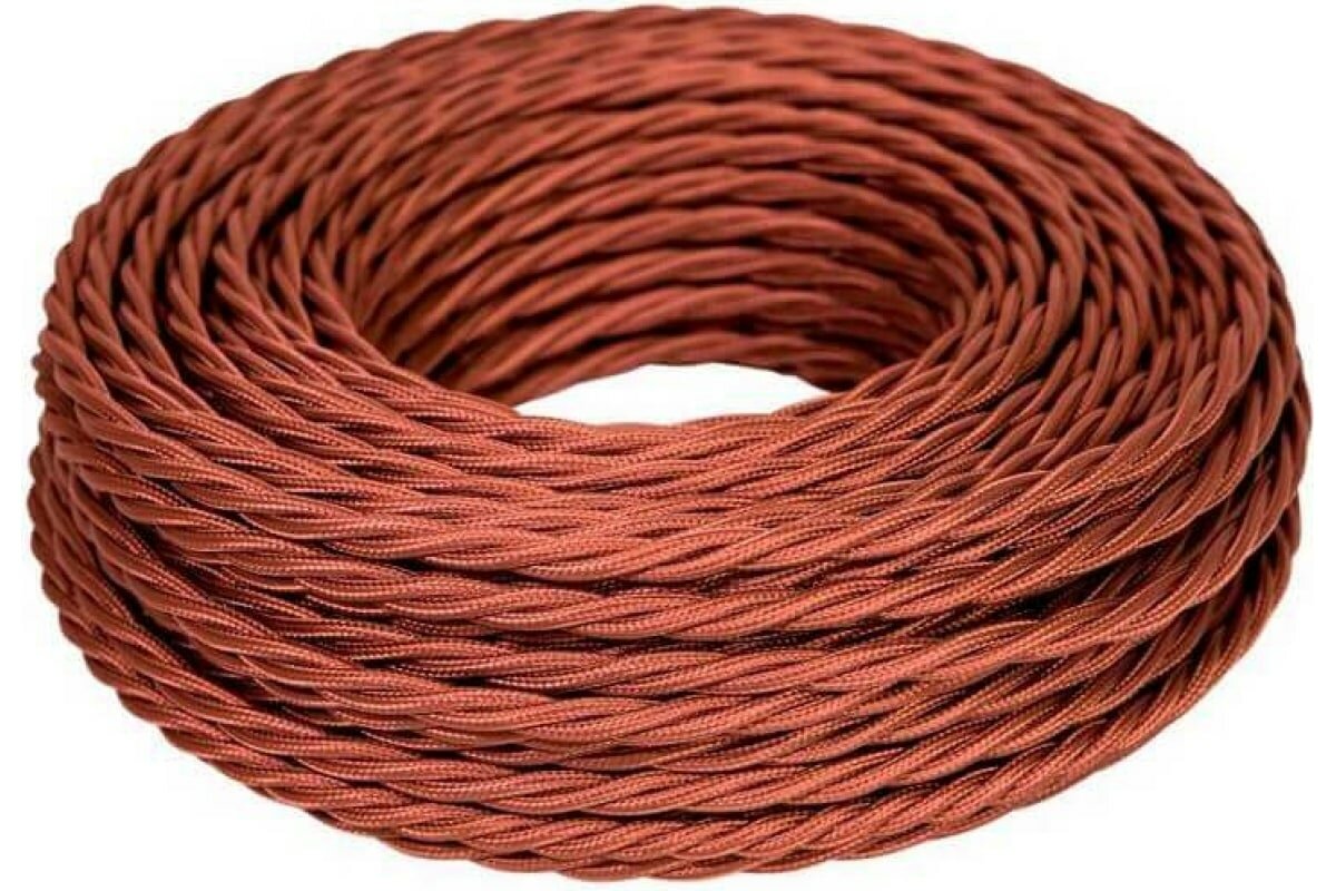 фото Монтажный витой провод мезонинъ ПВХ 2x1,5мм, цвет - коричневый (бухта 5м) GE70101-04
