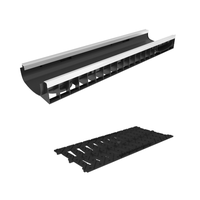 Лоток водоотводный пластиковый усиленный DN200 высота 102 мм с решеткой чугунной щелевой решеткой и крепежом класс  ...