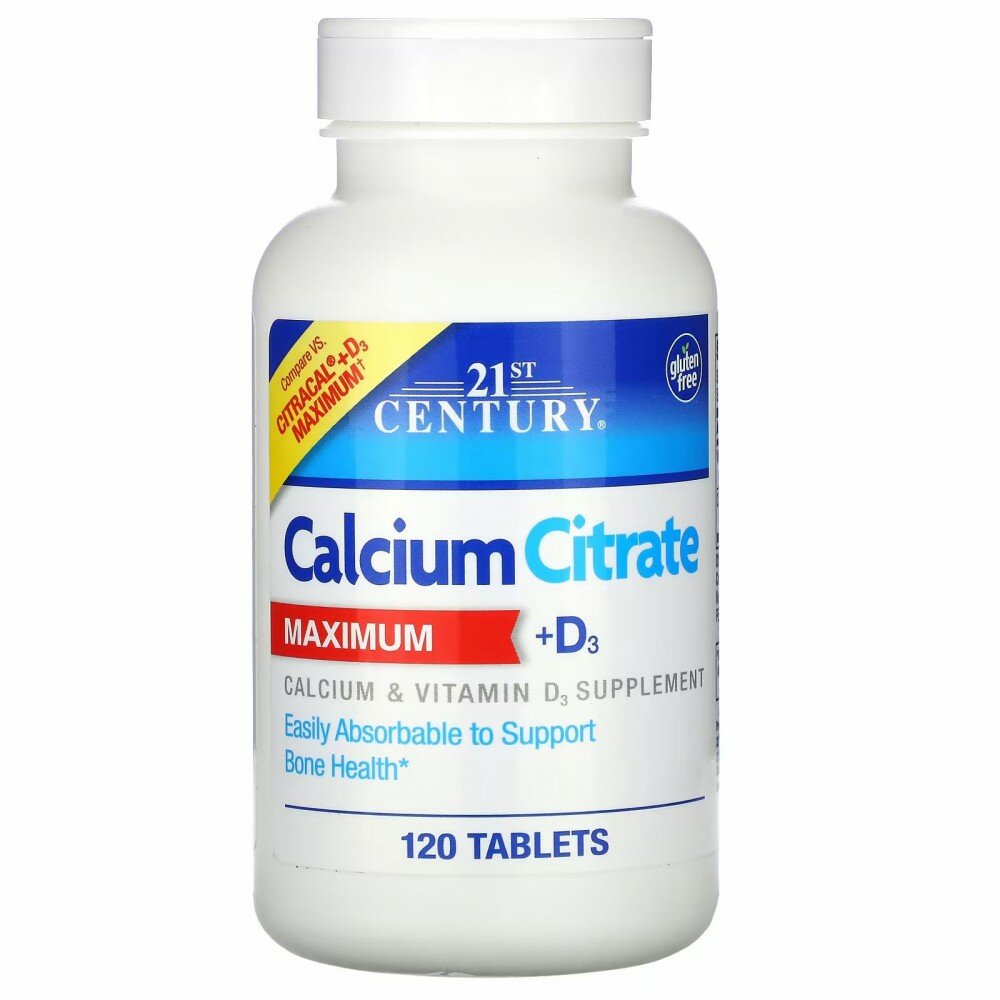 21st Century Calcium Citrate MAXIMUM + D3 75 таб.