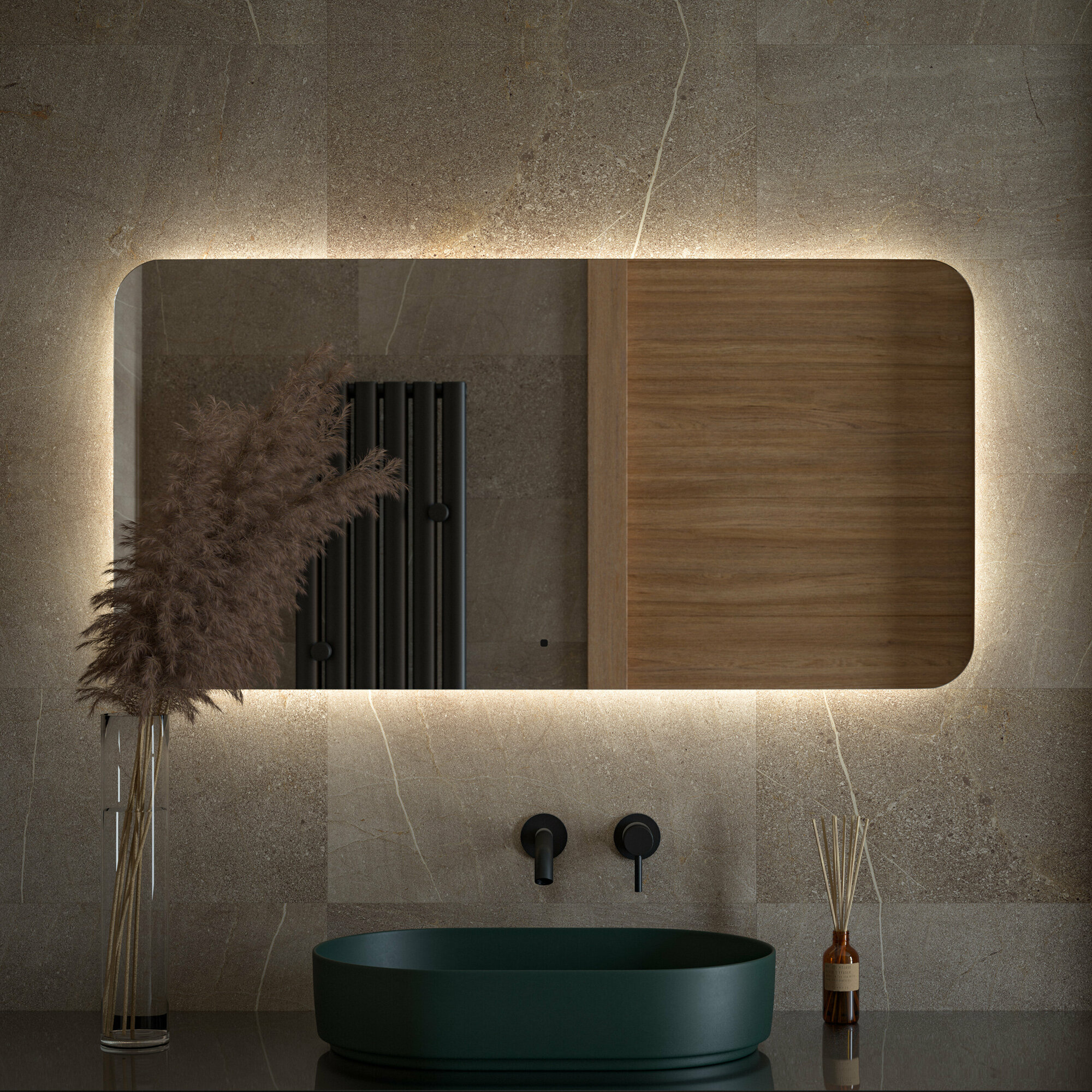 Зеркало Defesto Opti 120x60 с LED-подсветкой, ИК выключатель - фото №1