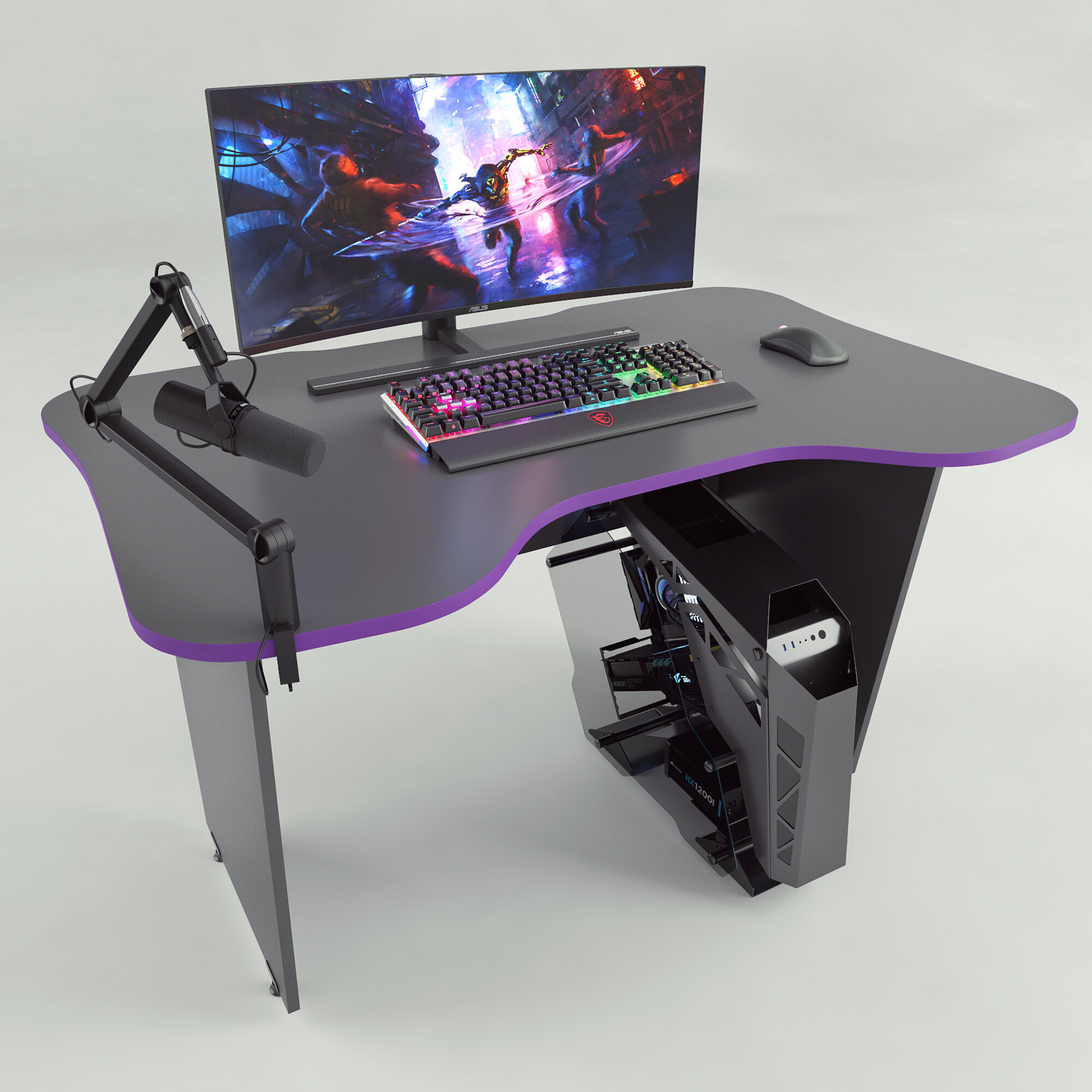 Игровой компьютерный стол FLY, Графит-фиолетовый