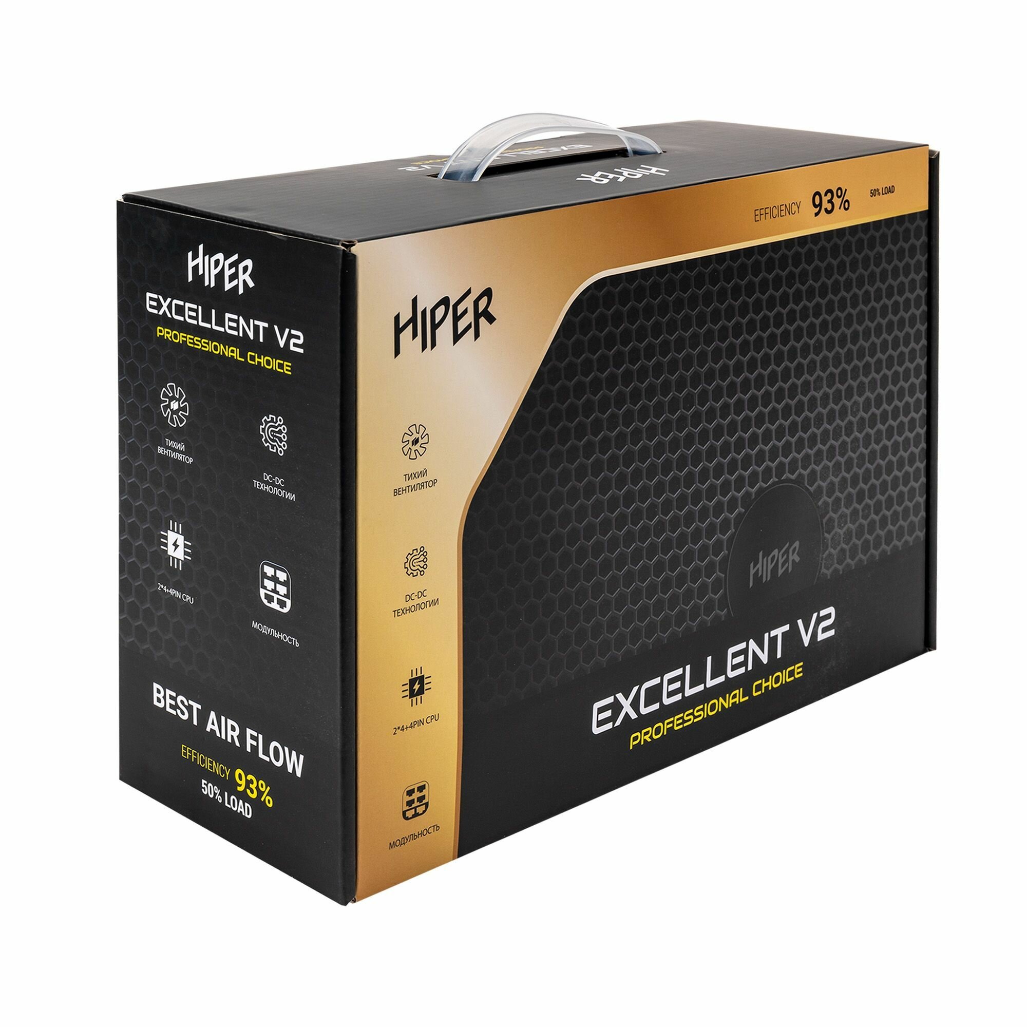 Блок питания ATX HIPER 1100W, 80+Gold, APFC, 140mm fan, full modular - фото №12