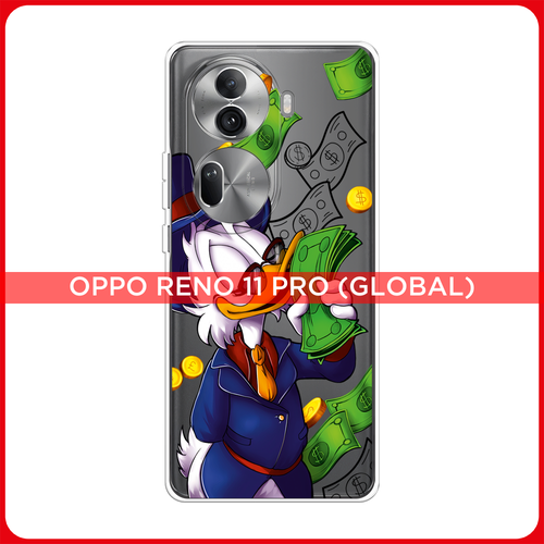 Силиконовый чехол на Oppo Reno 11 Pro (Global) / Оппо Рено 11 Про Глобал Scrooge McDuck with Money, прозрачный силиконовый чехол на oppo reno 11 pro global оппо рено 11 про глобал scrooge mcduck and monopoly прозрачный