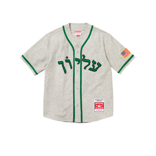 фото Футболка supreme mitchell & ness wool baseball jersey, размер m, зеленый, серый