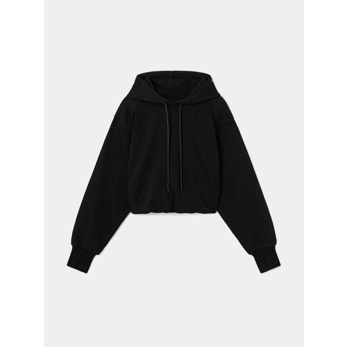 фото Худи juun.j shoulder detail cropped hooded, размер s, черный