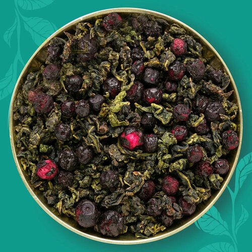 EMIR TEA Зеленый чай рассыпной листовой "Улун Черника в йогурте" натуральный китайский, 100 гр.