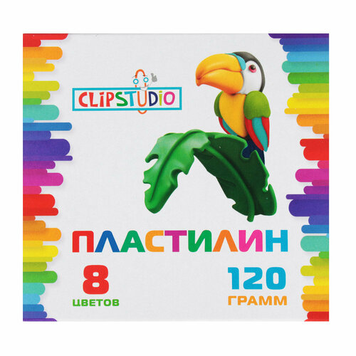 ClipStudio Пластилин 8 цветов 120 грамм в картонном выдвижном пенале 48 штук 3860₽