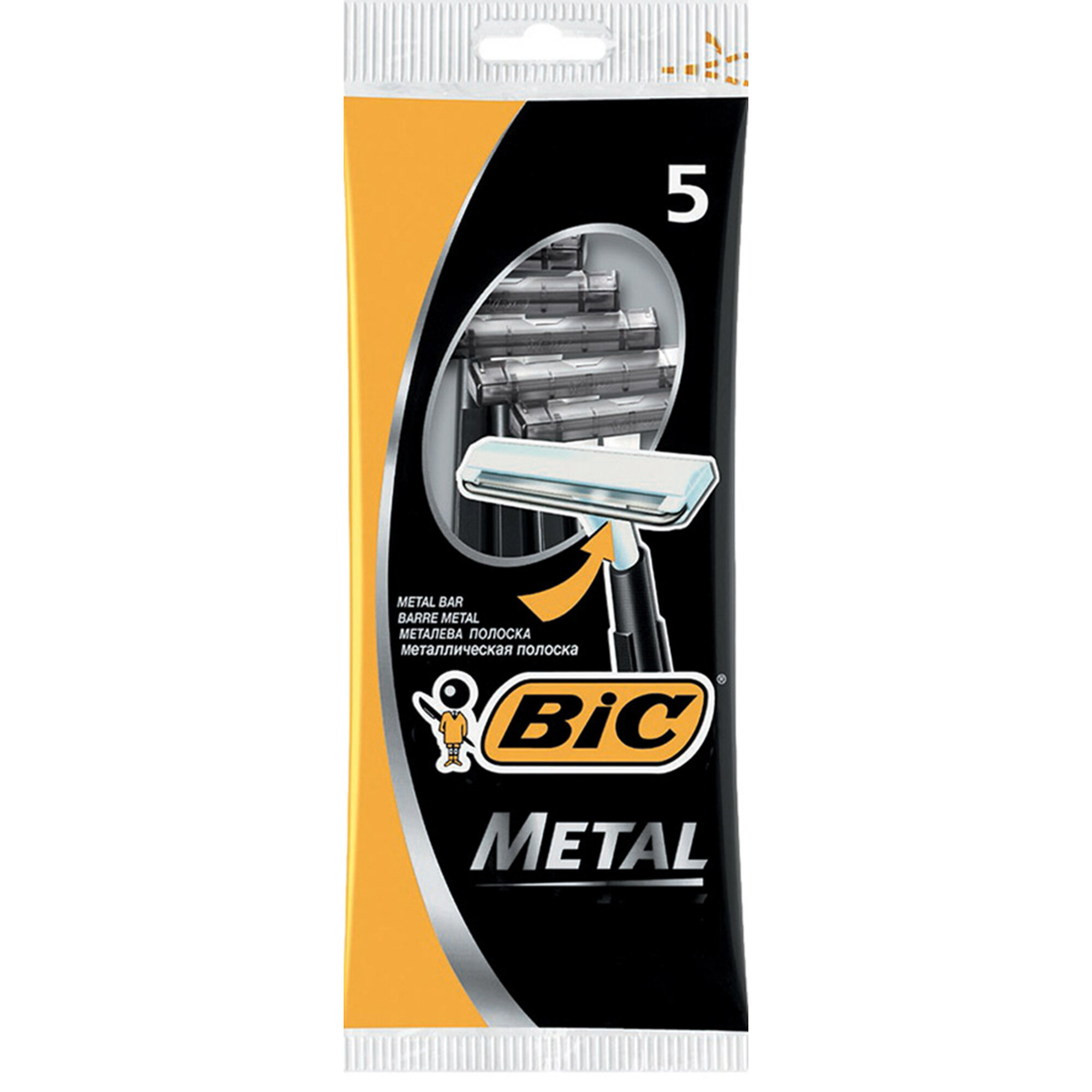 Одноразовый бритвенный станок Bic Metal, синий, 5 шт.