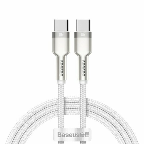 Кабель Baseus, Type-C - Type-C, 5 A, 100W, 1 м, белый кабель baseus type c usb 100w 1 м белый