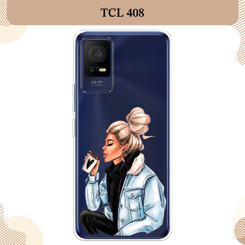 Силиконовый чехол Cute girl на TCL 408/405 / ТСЛ 408/405, прозрачный силиконовый чехол на tcl 408 405 тсл 408 405 у меня лапки прозрачный