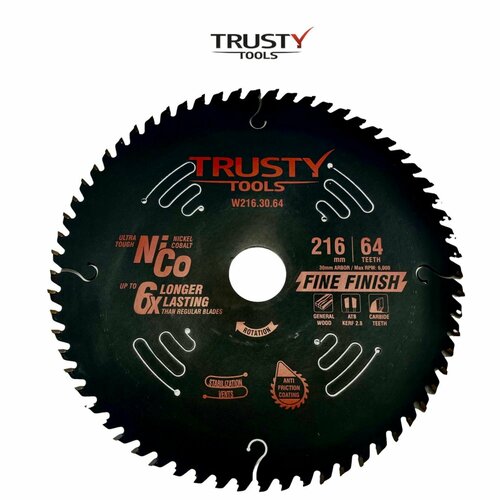 Диск пильный Trusty-Tools Fine Finish чистый рез 216х30 64T