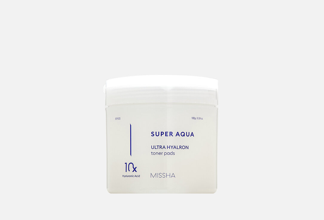 Увлажняющие тонер-пэды для лица Missha Super Aqua Ultra Hyalron Toner Pads / количество 90 шт