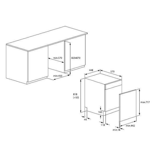 Посудомоечная машина встраив. Indesit DIS 1C67 E узкая