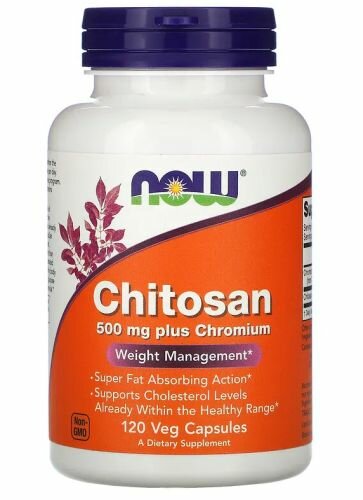 Жиросжигатель NOW Chitosan plus Chromium 500 мг (Хитозан с Хромом) 120 вег капс