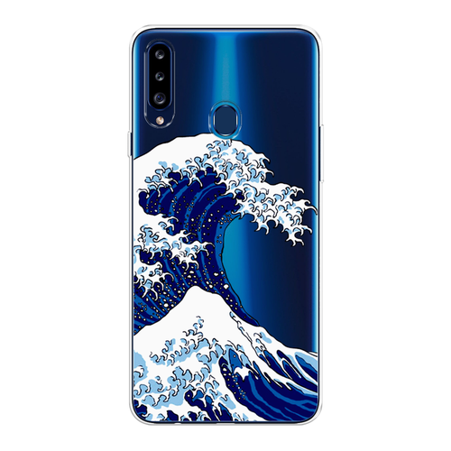 Силиконовый чехол на Samsung Galaxy A20s / Самсунг Галакси A20s Волна в Канагаве, прозрачный