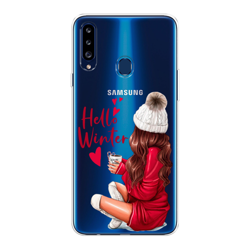 Силиконовый чехол на Samsung Galaxy A20s / Самсунг Галакси A20s Hello winter, прозрачный силиконовый чехол на samsung galaxy a20s самсунг галакси a20s белая корона на черном фоне