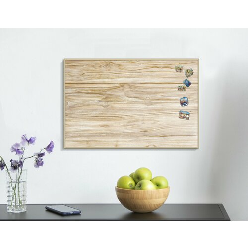 Магнитная настенная доска АртБорд Светлое дерево доска для магнитов с матовым полимерным покрытием 90х60 см в тонком алюминиевом багете 8100₽