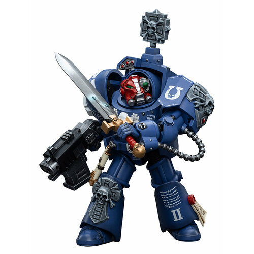 Фигурка JOYTOY Warhammer 40K Ultramarines Terminators Sergeant Terconon 1:18 подвижная фигурка joytoy warhammer 40000 ultramarines terminators sergeant terconon