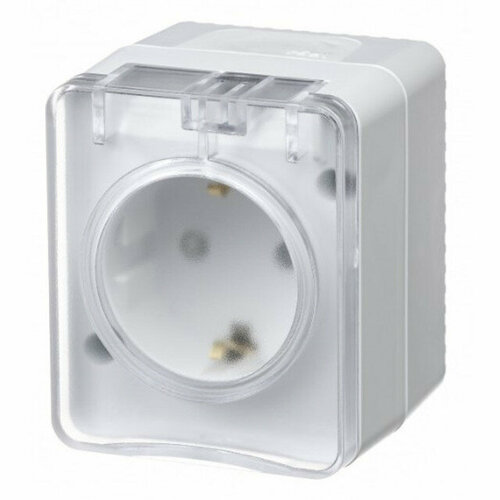 Розетка 1 пост Atlas Design Profi54 сз со шторками белый 1676₽