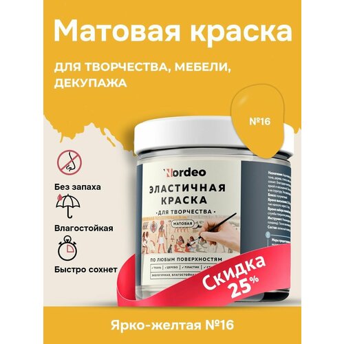 Краска матовая для дерева и мебели - цвет ярко-желтый