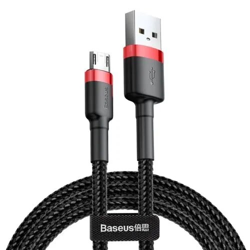 Кабель USB - микро USB Baseus Cafule, 1.0м, 2.4A, цвет: серый, чёрная вставка