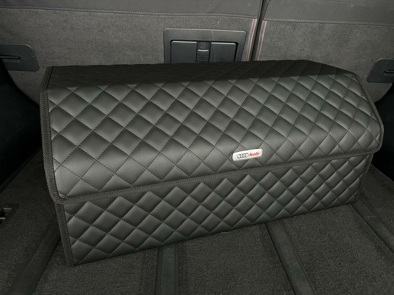 Органайзер в багажник Audi / Ауди / Кофр 70х30х30, сумка, саквояж, ящик, черный с черной отстрочкой