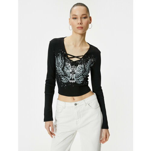 фото Лонгслив koton, размер l, черный