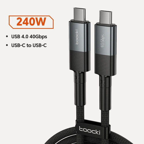Изображение товара Toocki Thunderbolt 4, 240W, USB4.0 кабель C-C с поддержкой дисплея 8K/5K и передачи данных 40 Гбит/с.