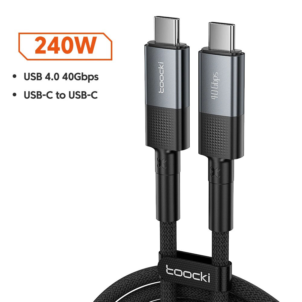 Toocki Thunderbolt 4 240 Вт USB4.0 кабель C-C с поддержкой дисплея 8K/5K и передачи данных 40 Гбит/с.