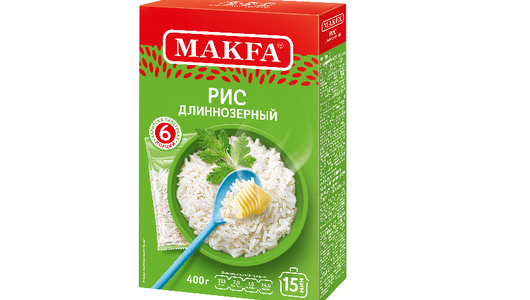 Рис Makfa шлифованный длиннозерный в пакетиках для варки, 6 шт.