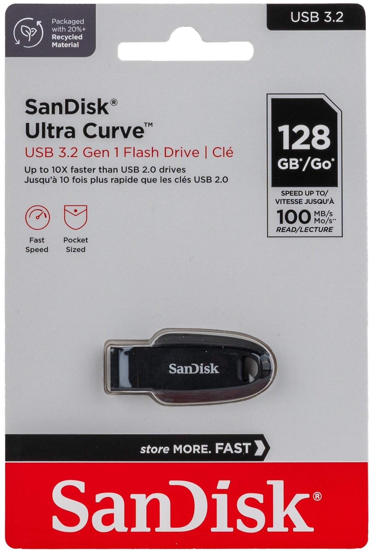 Флеш-накопитель (флэшка) SanDisk USB 3.2 128 ГБ Flash drive Ultra Curve